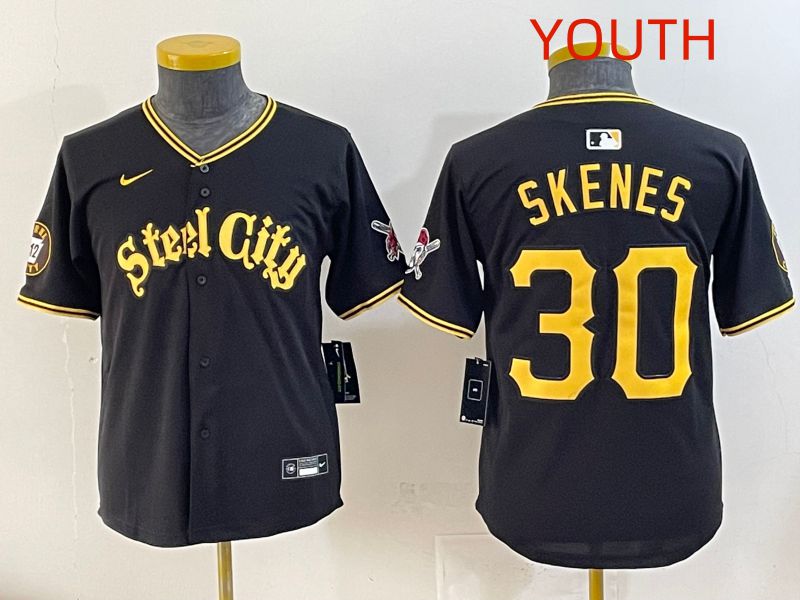 Youth 2025 Pittsburgh Pirates #30 Skenes Black Game Nike MLB Jersey style 7152->youth mlb jersey->Youth Jersey